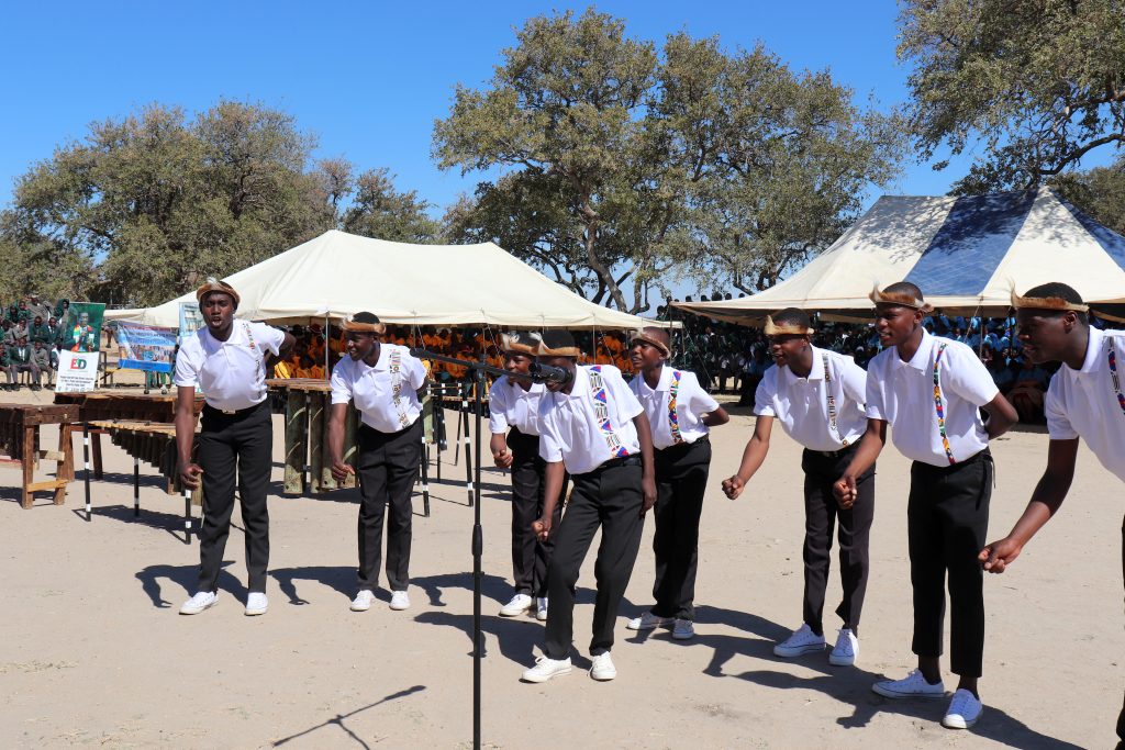 DASSAF cultural dance performance by secondary school students at Embakwe, Matabeleland South, Zimbabwe