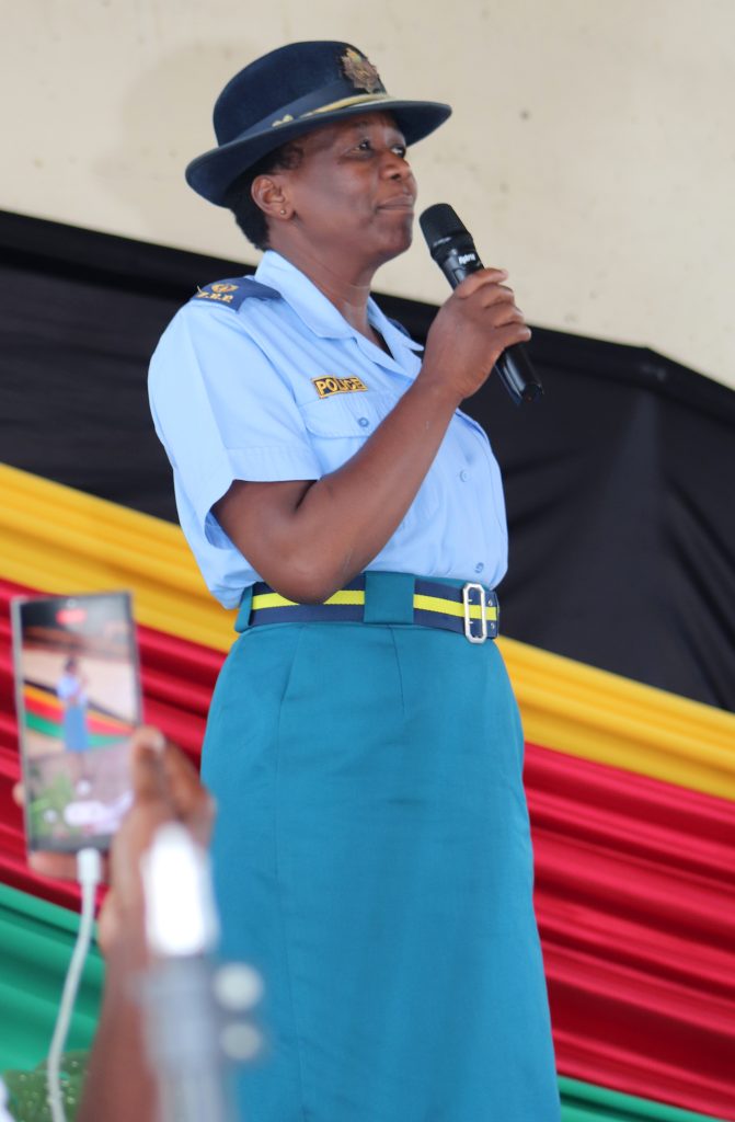 Zimbabwe Republic Police officer addressing learners during the 16 Days of Activism against gender-based violence in Plumtree
